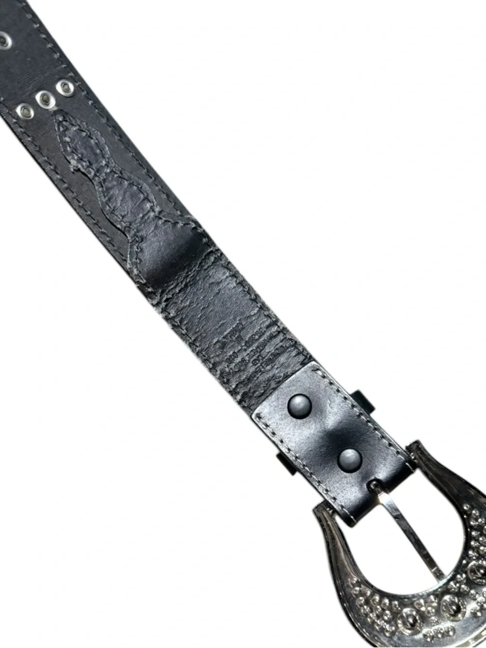 Black Rhinestone Western Belt removable Crystal Buckle faux fur woven‎ leather